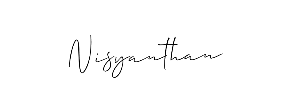 Also we have Nisyanthan name is the best signature style. Create professional handwritten signature collection using Allison_Script autograph style. Nisyanthan signature style 2 images and pictures png