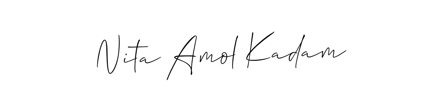 Allison_Script is a professional signature style that is perfect for those who want to add a touch of class to their signature. It is also a great choice for those who want to make their signature more unique. Get Nita Amol Kadam name to fancy signature for free. Nita Amol Kadam signature style 2 images and pictures png