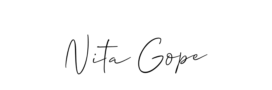 You should practise on your own different ways (Allison_Script) to write your name (Nita Gope) in signature. don't let someone else do it for you. Nita Gope signature style 2 images and pictures png
