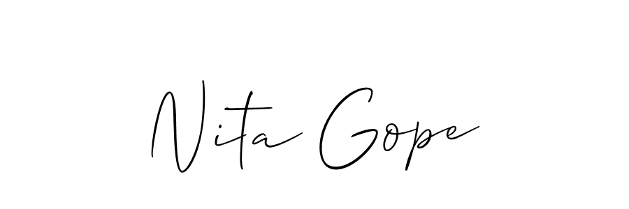 It looks lik you need a new signature style for name Nita Gope. Design unique handwritten (Allison_Script) signature with our free signature maker in just a few clicks. Nita Gope signature style 2 images and pictures png