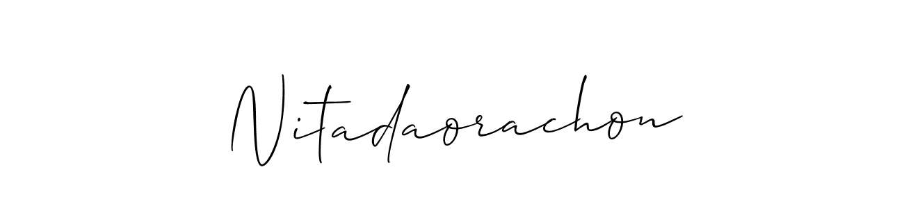 if you are searching for the best signature style for your name Nitadaorachon. so please give up your signature search. here we have designed multiple signature styles  using Allison_Script. Nitadaorachon signature style 2 images and pictures png