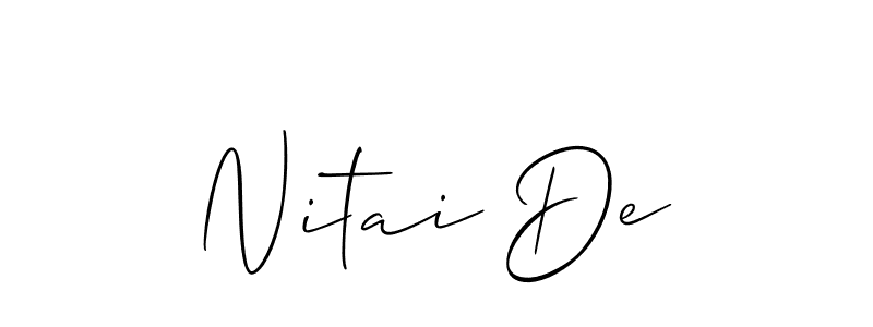 Similarly Allison_Script is the best handwritten signature design. Signature creator online .You can use it as an online autograph creator for name Nitai De. Nitai De signature style 2 images and pictures png