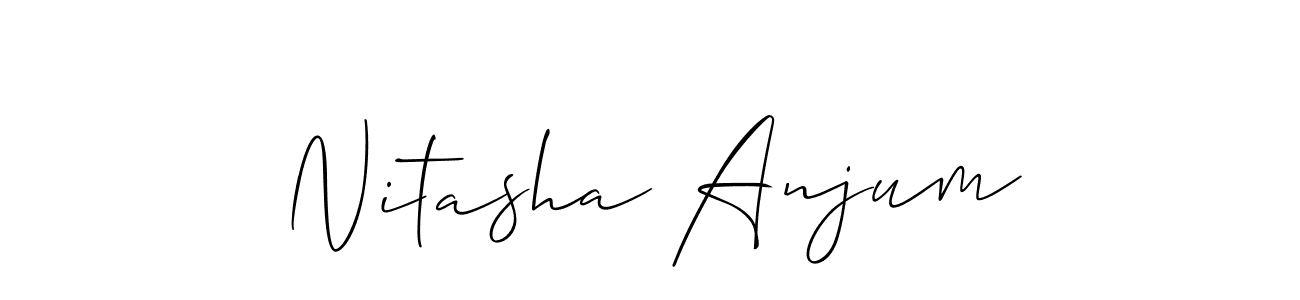 Allison_Script is a professional signature style that is perfect for those who want to add a touch of class to their signature. It is also a great choice for those who want to make their signature more unique. Get Nitasha Anjum name to fancy signature for free. Nitasha Anjum signature style 2 images and pictures png