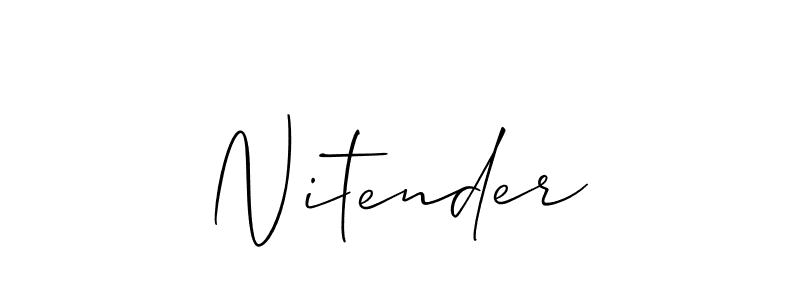 The best way (Allison_Script) to make a short signature is to pick only two or three words in your name. The name Nitender include a total of six letters. For converting this name. Nitender signature style 2 images and pictures png