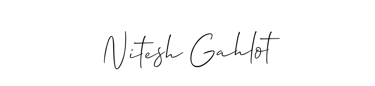 Make a beautiful signature design for name Nitesh Gahlot. With this signature (Allison_Script) style, you can create a handwritten signature for free. Nitesh Gahlot signature style 2 images and pictures png