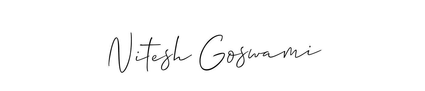 The best way (Allison_Script) to make a short signature is to pick only two or three words in your name. The name Nitesh Goswami include a total of six letters. For converting this name. Nitesh Goswami signature style 2 images and pictures png