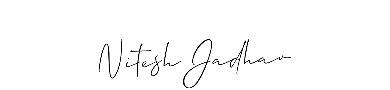 Allison_Script is a professional signature style that is perfect for those who want to add a touch of class to their signature. It is also a great choice for those who want to make their signature more unique. Get Nitesh Jadhav name to fancy signature for free. Nitesh Jadhav signature style 2 images and pictures png