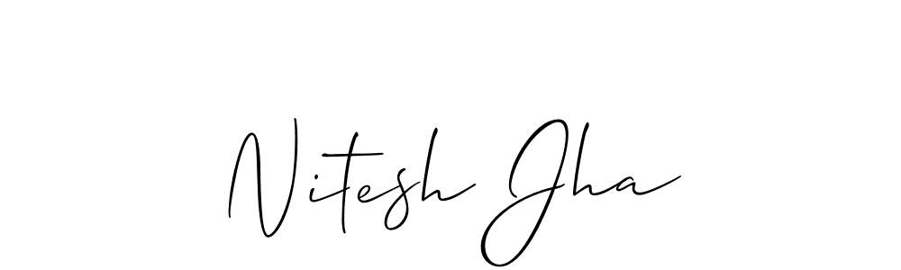 How to make Nitesh Jha name signature. Use Allison_Script style for creating short signs online. This is the latest handwritten sign. Nitesh Jha signature style 2 images and pictures png