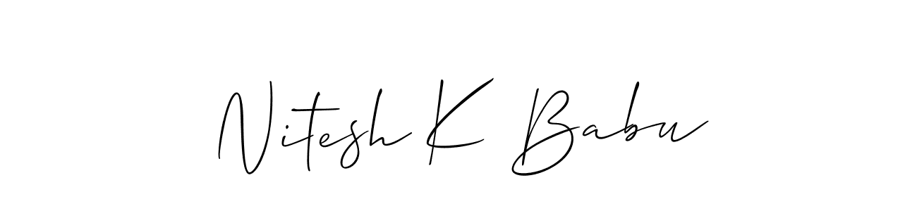 Similarly Allison_Script is the best handwritten signature design. Signature creator online .You can use it as an online autograph creator for name Nitesh K Babu. Nitesh K Babu signature style 2 images and pictures png