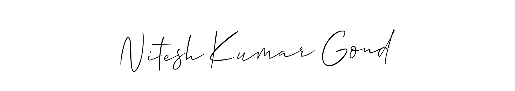 Make a beautiful signature design for name Nitesh Kumar Gond. With this signature (Allison_Script) style, you can create a handwritten signature for free. Nitesh Kumar Gond signature style 2 images and pictures png