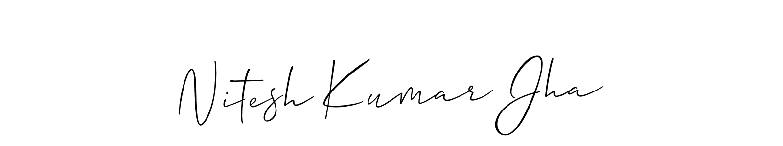 How to make Nitesh Kumar Jha name signature. Use Allison_Script style for creating short signs online. This is the latest handwritten sign. Nitesh Kumar Jha signature style 2 images and pictures png