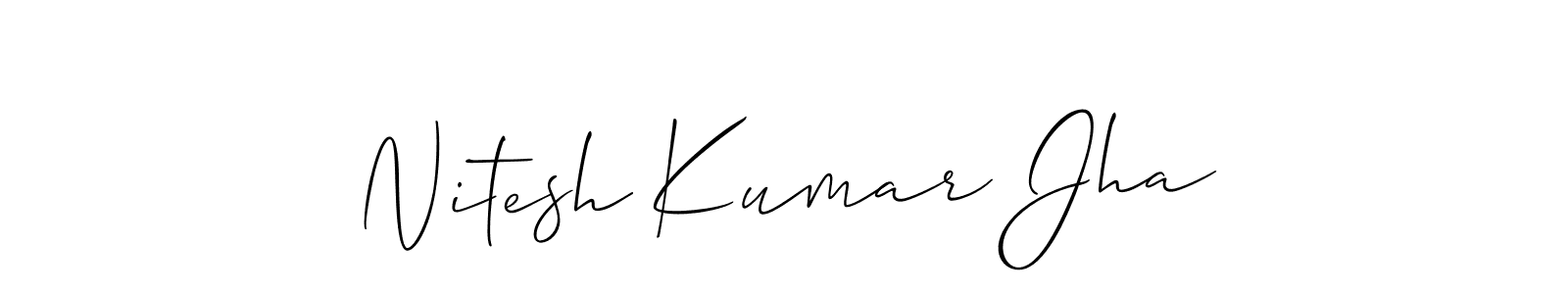 How to make Nitesh Kumar Jha name signature. Use Allison_Script style for creating short signs online. This is the latest handwritten sign. Nitesh Kumar Jha signature style 2 images and pictures png