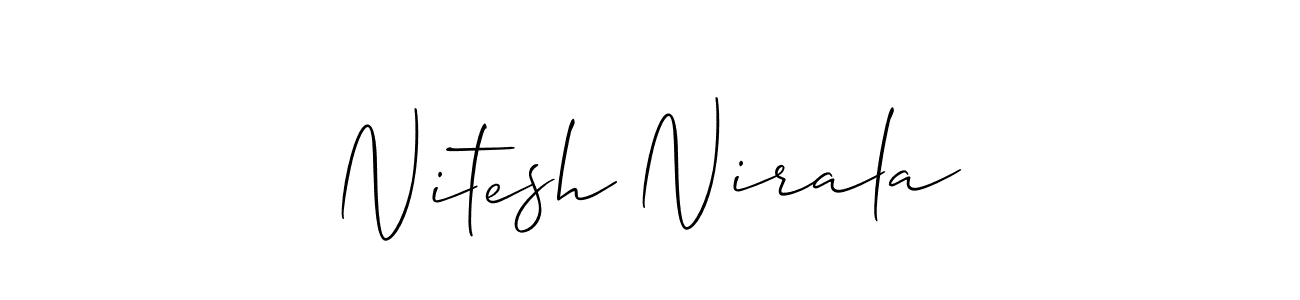 The best way (Allison_Script) to make a short signature is to pick only two or three words in your name. The name Nitesh Nirala include a total of six letters. For converting this name. Nitesh Nirala signature style 2 images and pictures png