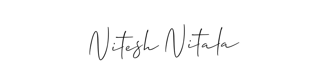 This is the best signature style for the Nitesh Nitala name. Also you like these signature font (Allison_Script). Mix name signature. Nitesh Nitala signature style 2 images and pictures png