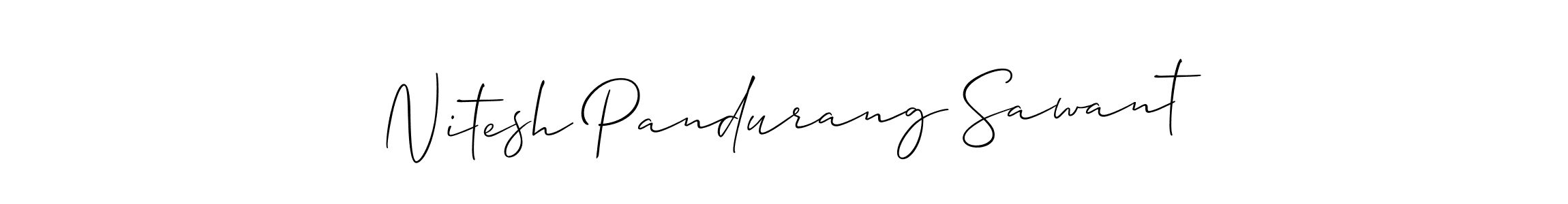 This is the best signature style for the Nitesh Pandurang Sawant name. Also you like these signature font (Allison_Script). Mix name signature. Nitesh Pandurang Sawant signature style 2 images and pictures png