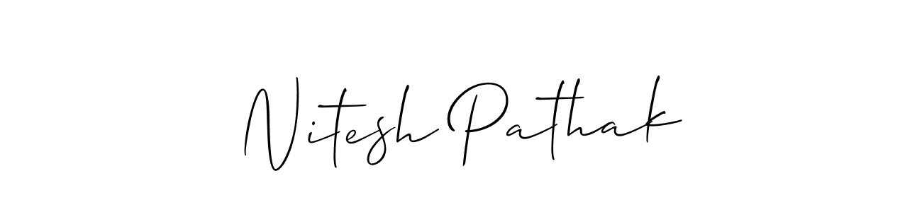 This is the best signature style for the Nitesh Pathak name. Also you like these signature font (Allison_Script). Mix name signature. Nitesh Pathak signature style 2 images and pictures png