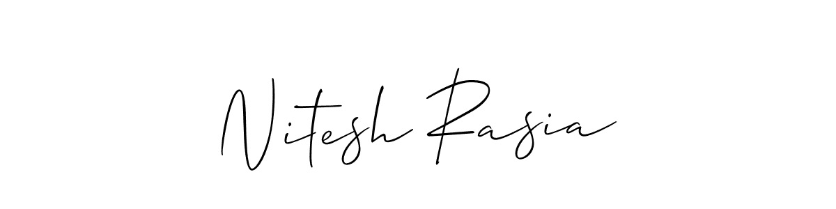 This is the best signature style for the Nitesh Rasia name. Also you like these signature font (Allison_Script). Mix name signature. Nitesh Rasia signature style 2 images and pictures png