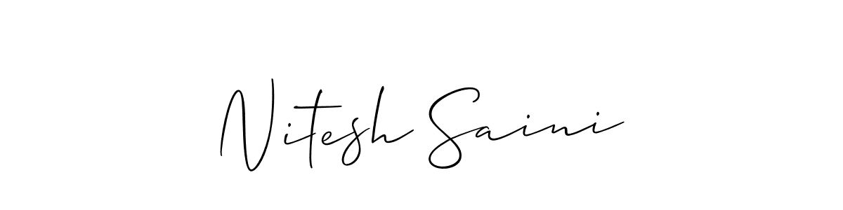 if you are searching for the best signature style for your name Nitesh Saini. so please give up your signature search. here we have designed multiple signature styles  using Allison_Script. Nitesh Saini signature style 2 images and pictures png