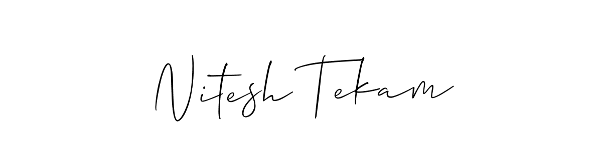 Make a short Nitesh Tekam signature style. Manage your documents anywhere anytime using Allison_Script. Create and add eSignatures, submit forms, share and send files easily. Nitesh Tekam signature style 2 images and pictures png