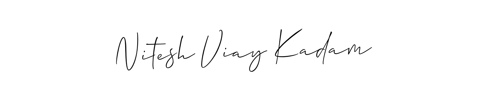 Also You can easily find your signature by using the search form. We will create Nitesh Viay Kadam name handwritten signature images for you free of cost using Allison_Script sign style. Nitesh Viay Kadam signature style 2 images and pictures png