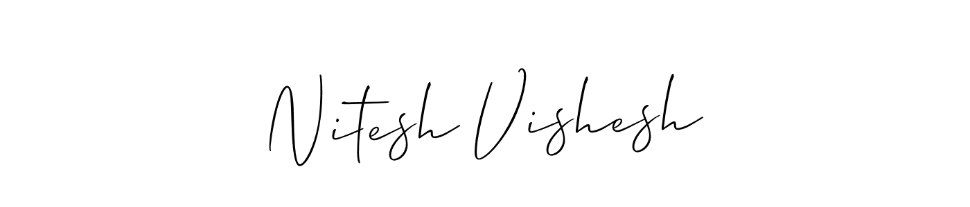This is the best signature style for the Nitesh Vishesh name. Also you like these signature font (Allison_Script). Mix name signature. Nitesh Vishesh signature style 2 images and pictures png