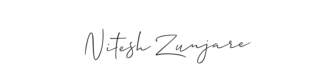 Make a short Nitesh Zunjare signature style. Manage your documents anywhere anytime using Allison_Script. Create and add eSignatures, submit forms, share and send files easily. Nitesh Zunjare signature style 2 images and pictures png