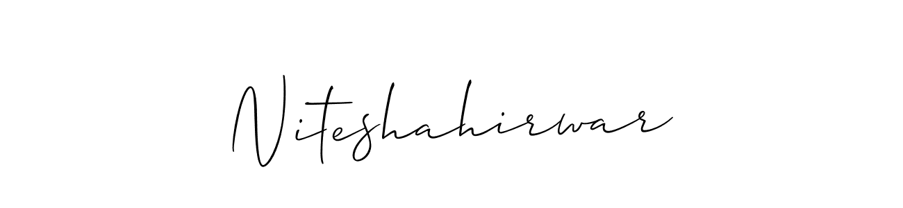 How to make Niteshahirwar name signature. Use Allison_Script style for creating short signs online. This is the latest handwritten sign. Niteshahirwar signature style 2 images and pictures png