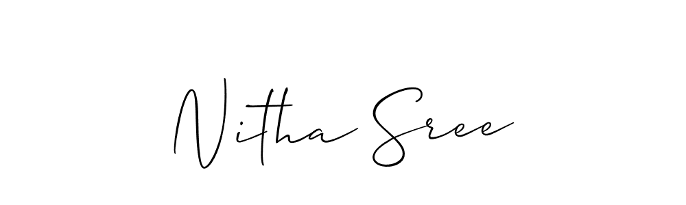 You should practise on your own different ways (Allison_Script) to write your name (Nitha Sree) in signature. don't let someone else do it for you. Nitha Sree signature style 2 images and pictures png