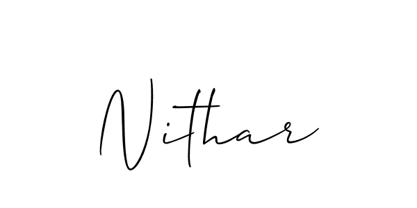 Design your own signature with our free online signature maker. With this signature software, you can create a handwritten (Allison_Script) signature for name Nithar. Nithar signature style 2 images and pictures png