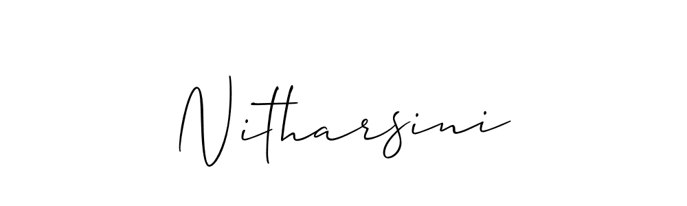 The best way (Allison_Script) to make a short signature is to pick only two or three words in your name. The name Nitharsini include a total of six letters. For converting this name. Nitharsini signature style 2 images and pictures png