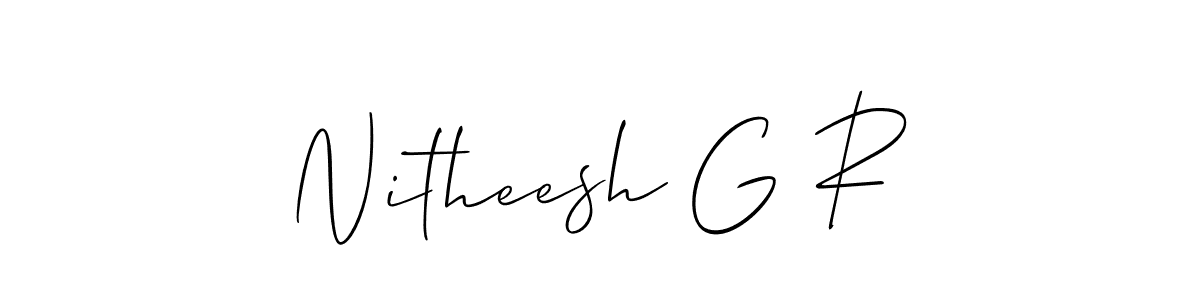 Also You can easily find your signature by using the search form. We will create Nitheesh G R name handwritten signature images for you free of cost using Allison_Script sign style. Nitheesh G R signature style 2 images and pictures png