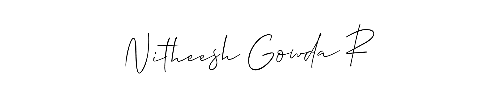 Use a signature maker to create a handwritten signature online. With this signature software, you can design (Allison_Script) your own signature for name Nitheesh Gowda R. Nitheesh Gowda R signature style 2 images and pictures png
