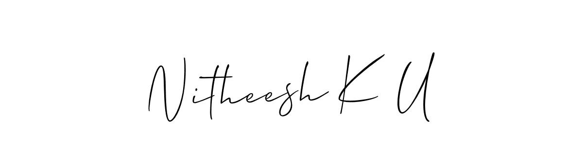 This is the best signature style for the Nitheesh K U name. Also you like these signature font (Allison_Script). Mix name signature. Nitheesh K U signature style 2 images and pictures png