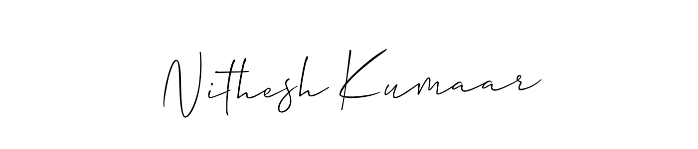 Also we have Nithesh Kumaar name is the best signature style. Create professional handwritten signature collection using Allison_Script autograph style. Nithesh Kumaar signature style 2 images and pictures png