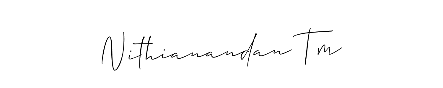 if you are searching for the best signature style for your name Nithianandan Tm. so please give up your signature search. here we have designed multiple signature styles  using Allison_Script. Nithianandan Tm signature style 2 images and pictures png