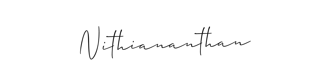 Use a signature maker to create a handwritten signature online. With this signature software, you can design (Allison_Script) your own signature for name Nithiananthan. Nithiananthan signature style 2 images and pictures png