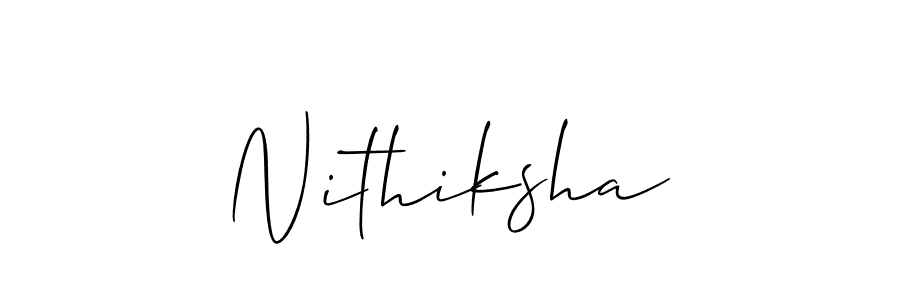 The best way (Allison_Script) to make a short signature is to pick only two or three words in your name. The name Nithiksha include a total of six letters. For converting this name. Nithiksha signature style 2 images and pictures png