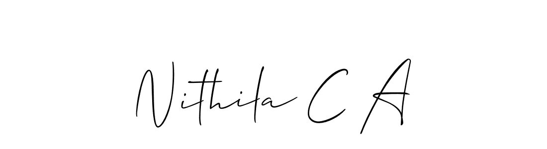 Design your own signature with our free online signature maker. With this signature software, you can create a handwritten (Allison_Script) signature for name Nithila C A. Nithila C A signature style 2 images and pictures png