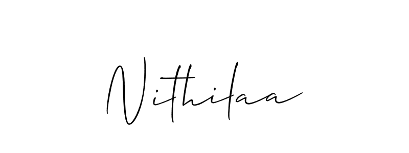 Allison_Script is a professional signature style that is perfect for those who want to add a touch of class to their signature. It is also a great choice for those who want to make their signature more unique. Get Nithilaa name to fancy signature for free. Nithilaa signature style 2 images and pictures png