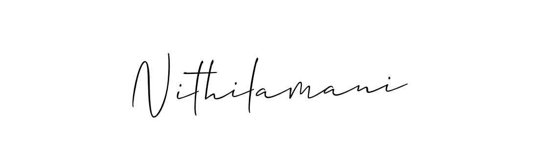 Make a beautiful signature design for name Nithilamani. With this signature (Allison_Script) style, you can create a handwritten signature for free. Nithilamani signature style 2 images and pictures png