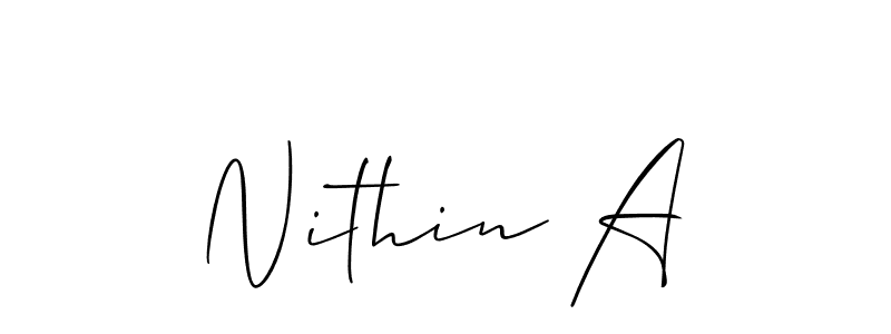 Similarly Allison_Script is the best handwritten signature design. Signature creator online .You can use it as an online autograph creator for name Nithin A. Nithin A signature style 2 images and pictures png