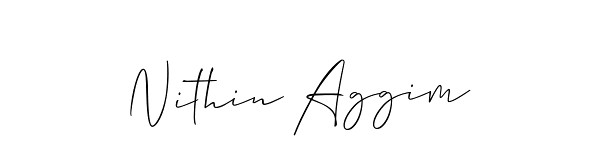 Allison_Script is a professional signature style that is perfect for those who want to add a touch of class to their signature. It is also a great choice for those who want to make their signature more unique. Get Nithin Aggim name to fancy signature for free. Nithin Aggim signature style 2 images and pictures png