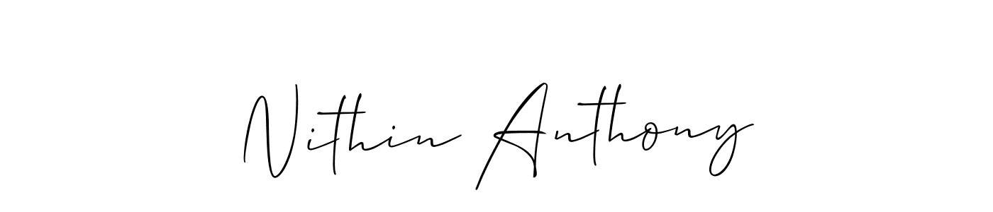 Also You can easily find your signature by using the search form. We will create Nithin Anthony name handwritten signature images for you free of cost using Allison_Script sign style. Nithin Anthony signature style 2 images and pictures png