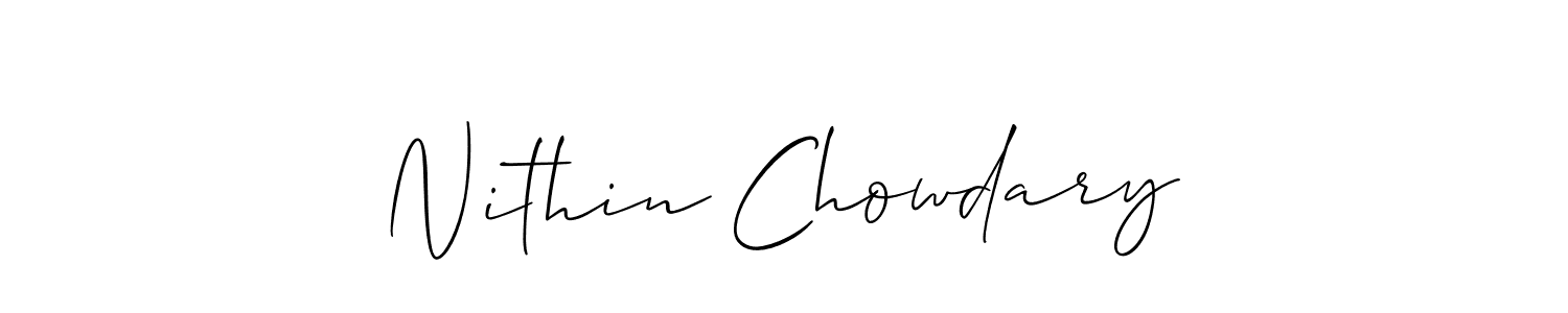 How to make Nithin Chowdary name signature. Use Allison_Script style for creating short signs online. This is the latest handwritten sign. Nithin Chowdary signature style 2 images and pictures png