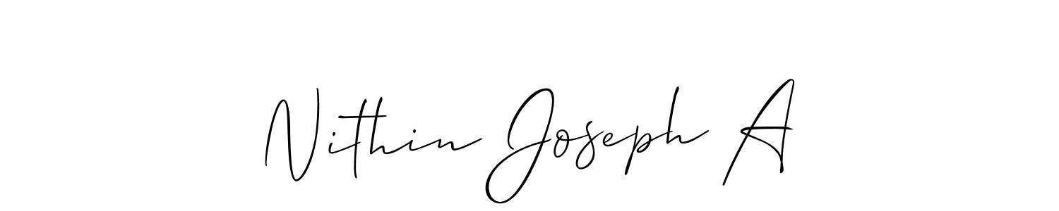 Use a signature maker to create a handwritten signature online. With this signature software, you can design (Allison_Script) your own signature for name Nithin Joseph A. Nithin Joseph A signature style 2 images and pictures png