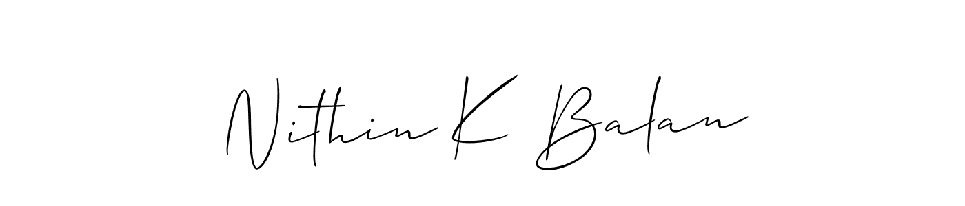 Also You can easily find your signature by using the search form. We will create Nithin K Balan name handwritten signature images for you free of cost using Allison_Script sign style. Nithin K Balan signature style 2 images and pictures png