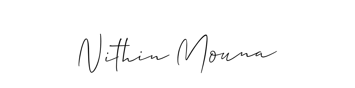 It looks lik you need a new signature style for name Nithin Mouna. Design unique handwritten (Allison_Script) signature with our free signature maker in just a few clicks. Nithin Mouna signature style 2 images and pictures png