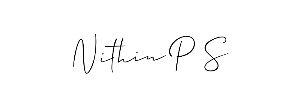 Also we have Nithin P S name is the best signature style. Create professional handwritten signature collection using Allison_Script autograph style. Nithin P S signature style 2 images and pictures png