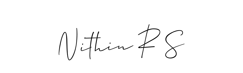 The best way (Allison_Script) to make a short signature is to pick only two or three words in your name. The name Nithin R S include a total of six letters. For converting this name. Nithin R S signature style 2 images and pictures png