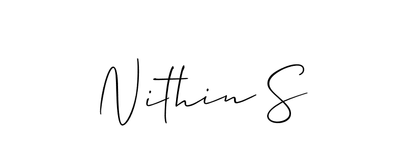if you are searching for the best signature style for your name Nithin S. so please give up your signature search. here we have designed multiple signature styles  using Allison_Script. Nithin S signature style 2 images and pictures png